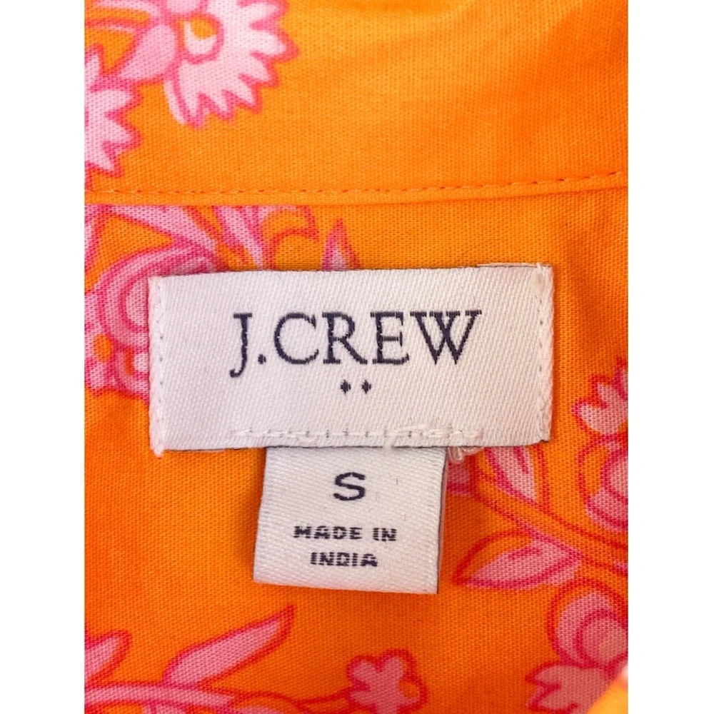 J Crew Ruffle Smocked Waist Mini Skirt‎ Sleeveless Button Up Blouse Set S Orange - Picture 7 of 16